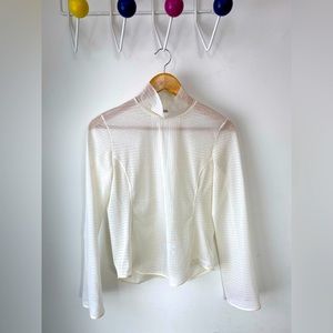 Mesh High Neck Long Sleeve T-Shirt by Mame Kurogouchi | UNIQLO